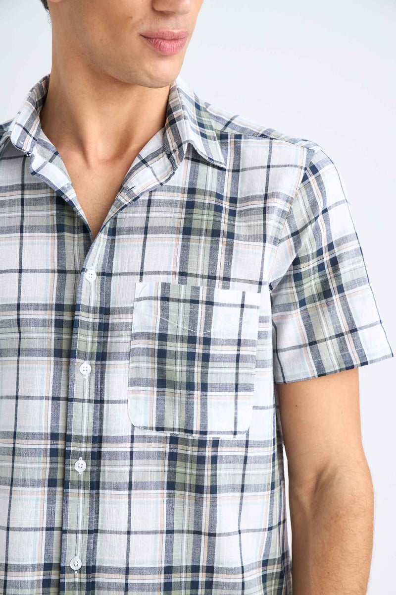 DeFacto White Man Regular Fit Polo Collar Short Sleeve Shirt Casual - Image 5